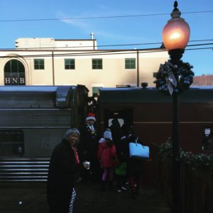 Boarding the Santa Express Train Ride